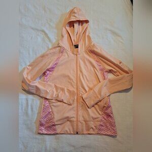 Turtles & Tees girls size L or 10/12 hoodie GUC peach with pink